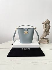 Fortok Women Celine Bucket Louise In Smooth Calfskin Blue 16×19×12cm  - 4