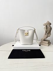 Fortok Women Celine Bucket Louise In Smooth Calfskin White 16×19×12cm - 1