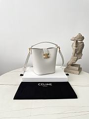 Fortok Women Celine Bucket Louise In Smooth Calfskin White 16×19×12cm - 2