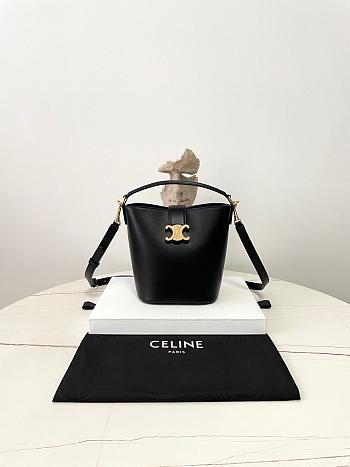 Fortok Women Celine Bucket Louise In Smooth Calfskin Black 16×19×12cm