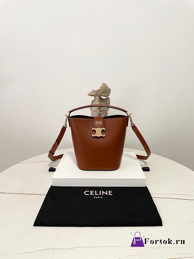 Fortok Women Celine Bucket Louise In Smooth Calfskin Brown 16×19×12cm - 1