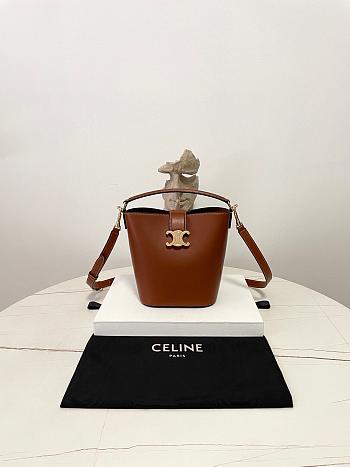 Fortok Women Celine Bucket Louise In Smooth Calfskin Brown 16×19×12cm