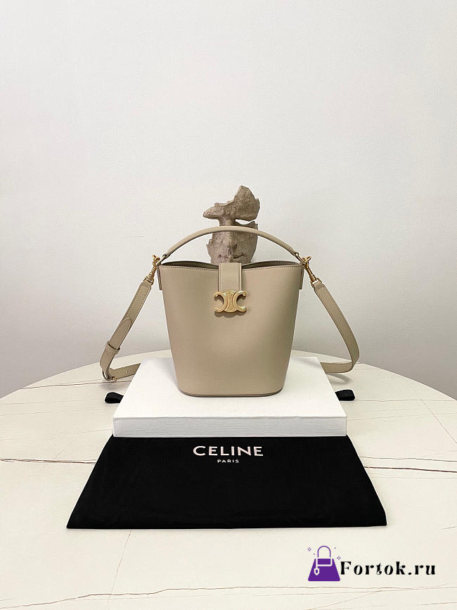 Fortok Women Celine Bucket Louise In Smooth Calfskin Beige 16×19×12cm - 1