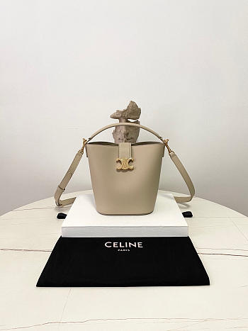 Fortok Women Celine Bucket Louise In Smooth Calfskin Beige 16×19×12cm