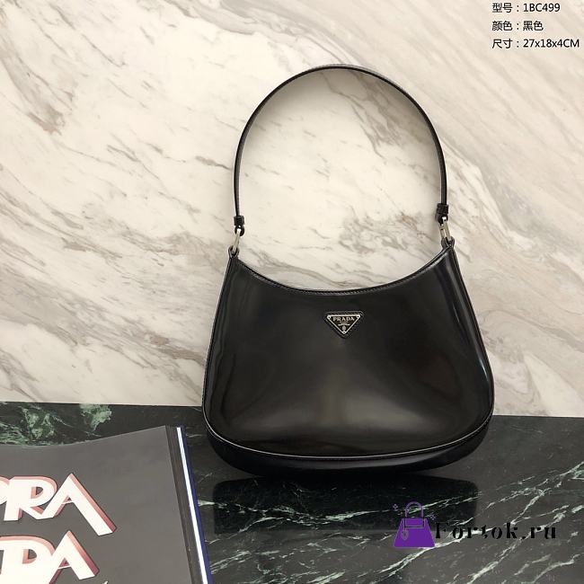 Fortok Prada Cleo Leather shoulder Bag Black 27×18×4cm - 1