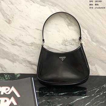 Fortok Prada Cleo Leather shoulder Bag Black 27×18×4cm