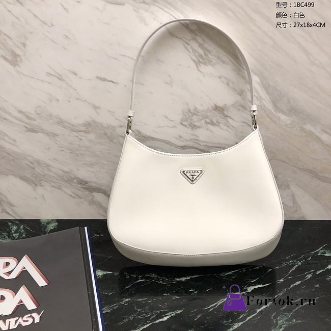 Fortok Prada Cleo Leather shoulder Bag White 27×18×4cm - 1