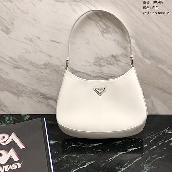 Fortok Prada Cleo Leather shoulder Bag White 27×18×4cm