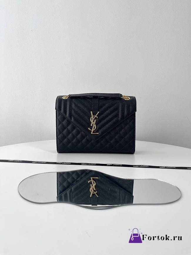 Fortok Saint Laurent Envelope Shoulder Bag Black 24x17.5x6cm - 1