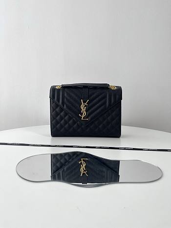 Fortok Saint Laurent Envelope Shoulder Bag Black 24x17.5x6cm