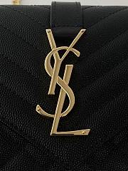 Fortok Saint Laurent Envelope Shoulder Bag Black With Silver Hardware 24x17.5x6cm - 5