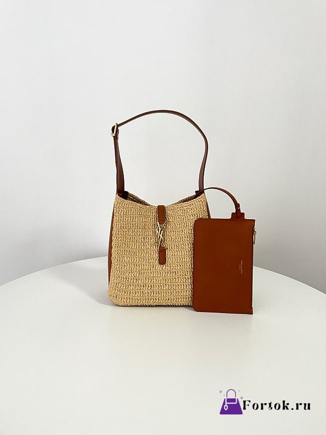 Fortok LE 5 À 7 supple small in raffia and leather 22x22x7-9cm - 1