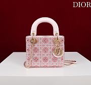 Fortok Dior mini lady bag Crystal Pink 17*15*7cm - 1
