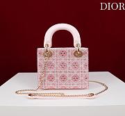 Fortok Dior mini lady bag Crystal Pink 17*15*7cm - 6
