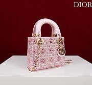 Fortok Dior mini lady bag Crystal Pink 17*15*7cm - 3