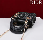 Fortok Dior Mini Lady Dior Leather with Velvet Black 17*15*7cm - 3