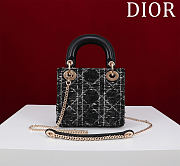 Fortok Dior Mini Lady Dior Leather with Velvet Black 17*15*7cm - 5
