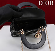Fortok Dior Mini Lady Dior Leather with Velvet Black 17*15*7cm - 6