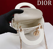 Fortok Dior Mini Lady Dior Leather with Velvet White 17*15*7cm - 4
