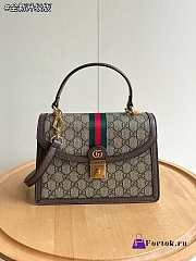 Fortok Gucci Ophidia GG Top Handle Bag Beige & Ebony GG Supreme Canvas 651055 25x17.5x7cm - 2