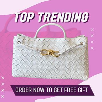 Fortok Bottega Veneta Small East West Andiamo Bag White 29x18x10cm