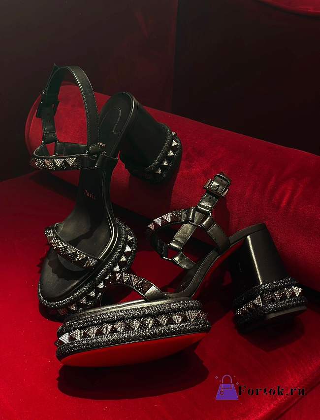 Fortok Christian Louboutin Superaclou 85 mm Strappy sandals Lamb nappa leather Black - 1