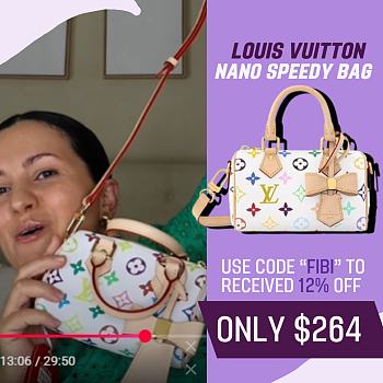 Fortok Louis Vuitton Nano Speedy Bag White Multicolor M13391 16x11x9cm