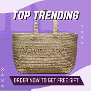Fortok Saint Laurent Tote Women in Raffia Brown 41-50×43×17cm - 1