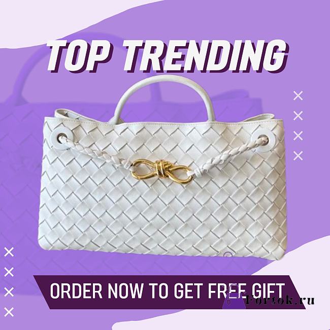 Fortok Bottega Veneta Small East West Andiamo Bag White 29x18x10cm - 1