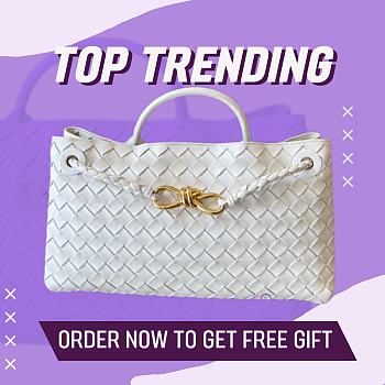 Fortok Bottega Veneta Small East West Andiamo Bag White 29x18x10cm