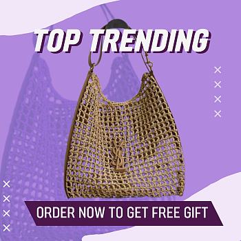 Fortok Saint Laurent Oxalis Raffia Shoulder Bag 37×40×3cm