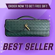 Fortok Bottega Veneta Long Clutch Andiamo Emerald Green 741511 31x13x3cm   - 1