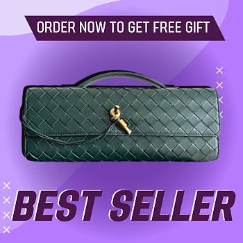 Fortok Bottega Veneta Long Clutch Andiamo Emerald Green 741511 31x13x3cm  