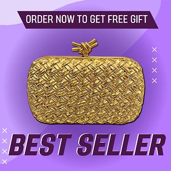Bottega Veneta Knot Clutch in Gold 19x11.5x5cm