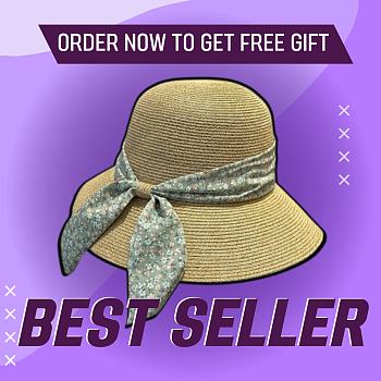Fortok Dior Beach Bucket Hat Raffia Green Ribbon