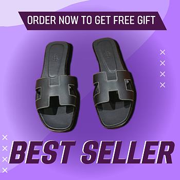 Fortok Hermes Sandals Black