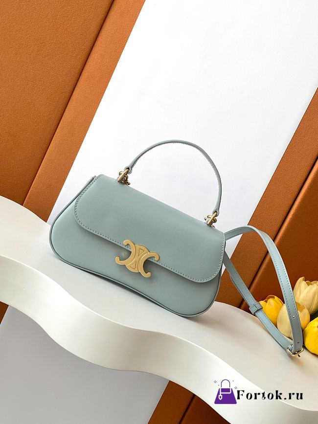 Fortok Celine TEEN CELINE LOLA IN shiny calfskin Ice Blue 20x11.5x5cm - 1