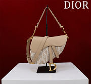 Fortok Dior Saddle Bag with Strap Dior Oblique Jacquard and Natural Smooth Calfskin 25.5*20*6.5cm  - 1
