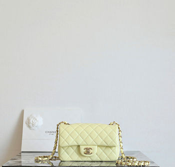 Fortok Chanel Flap Bag Yellow Lemon 12 x 20 x 6 cm