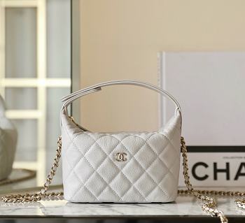 Fortok Chanel 25C Top Handle White 21.5 x 19 x 6 cm 