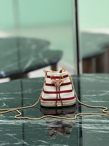 Fortok Prada Striped fabric mini-pouch Pomegranate Yellow/Red 9x9.5x6cm 