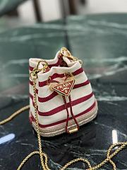 Fortok Prada Striped fabric mini-pouch Pomegranate Yellow/Red 9x9.5x6cm  - 4