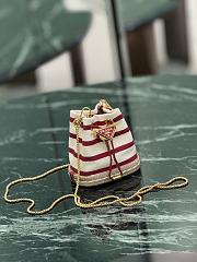 Fortok Prada Striped fabric mini-pouch Pomegranate Yellow/Red 9x9.5x6cm  - 5
