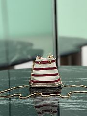 Fortok Prada Striped fabric mini-pouch Pomegranate Yellow/Red 9x9.5x6cm  - 6