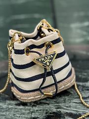 Fortok Prada Striped fabric mini-pouch Ivory/Blue 9x9.5x6cm   - 6