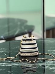 Fortok Prada Striped fabric mini-pouch Ivory/Blue 9x9.5x6cm   - 3