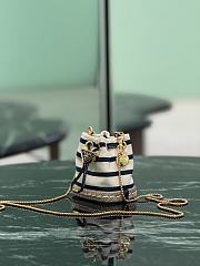 Fortok Prada Striped fabric mini-pouch Ivory/Blue 9x9.5x6cm   - 4