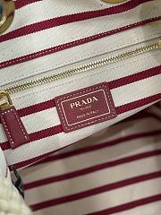 Fortok Prada Mariner small striped fabric bucket bag Pomegranate Yellow/Red 28x23.5x15cm - 2