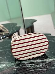 Fortok Prada Mariner small striped fabric bucket bag Pomegranate Yellow/Red 28x23.5x15cm - 3