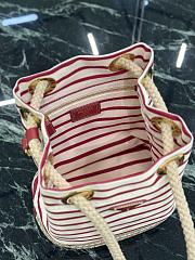 Fortok Prada Mariner small striped fabric bucket bag Pomegranate Yellow/Red 28x23.5x15cm - 6